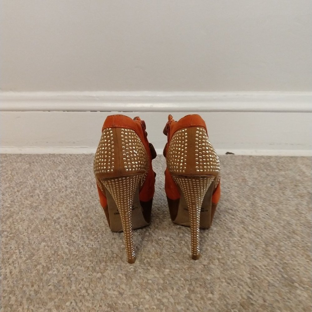 Strappy Rhinestone Open-Toe Pumps - Picture 4 of 7
